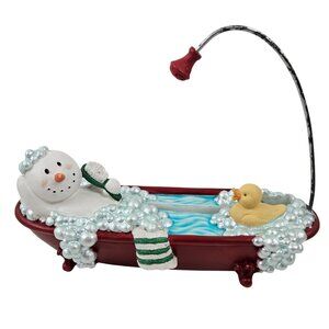 Kohls Holiday Card Holder Snowman Bathtub Figurine Rubber Duck Christmas Decor